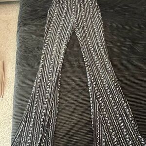 Black and White Striped Flare Pants